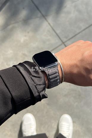 Apple Watch Uyumlu Baklalı Denim Loop Kordon Siyah