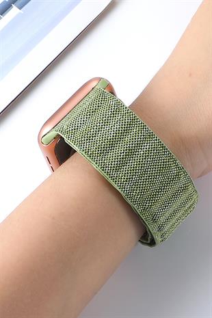 Apple Watch Uyumlu Baklalı Denim Loop Kordon Yeşil