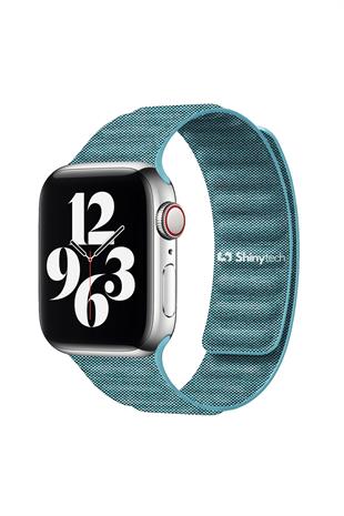 Apple Watch Uyumlu Baklalı Denim Loop Kordon Turkuaz