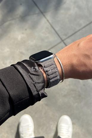 Apple Watch Uyumlu Baklalı Denim Loop Kordon Siyah