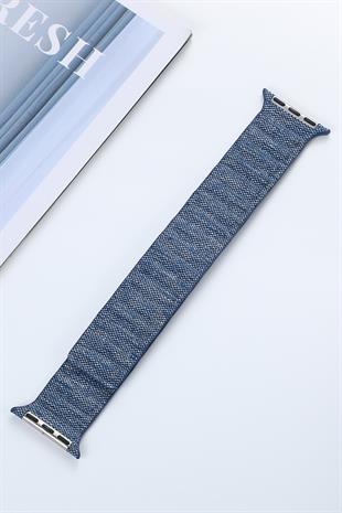 Apple Watch Uyumlu Baklalı Denim Loop Kordon Lacivert