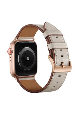Apple Watch Uyumlu Hakiki Deri Kordon Krem
