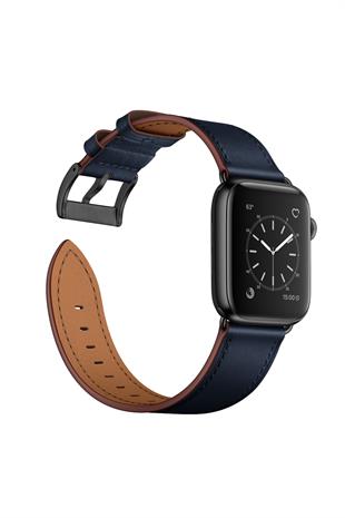 Apple Watch Uyumlu Hakiki Deri Kordon Lacivert