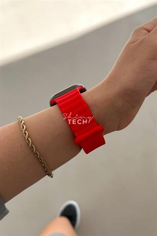 Apple Watch Uyumlu Kalın Silikon Kordon Kırmızı