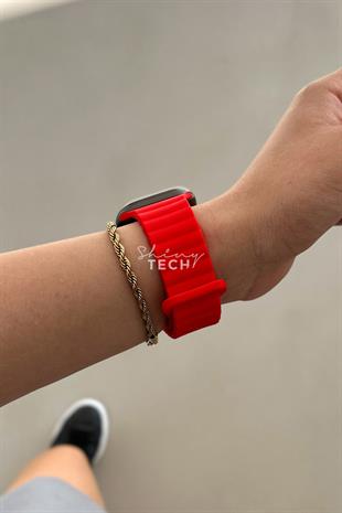 Apple Watch Uyumlu Kalın Silikon Kordon Kırmızı