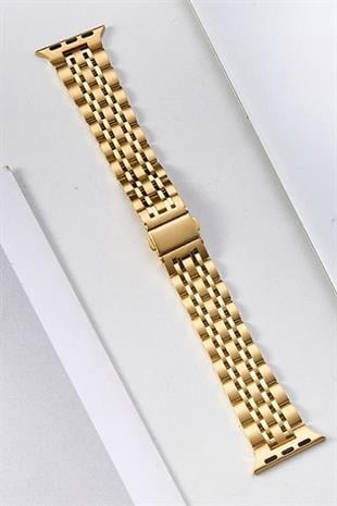 Apple Watch Uyumlu Klasik Jubile Çelik Kordon Gold