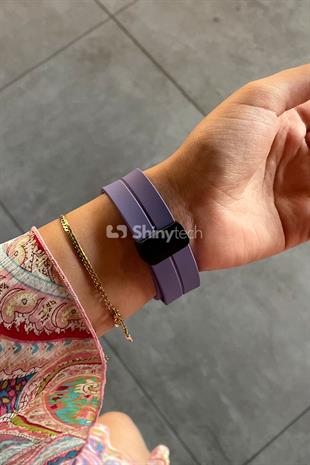 Apple Watch Uyumlu Manyetik Klipsli Silikon Kordon Mor