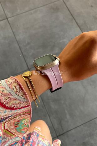 Apple Watch Uyumlu Manyetik Klipsli Silikon Kordon Lavanta Pembe