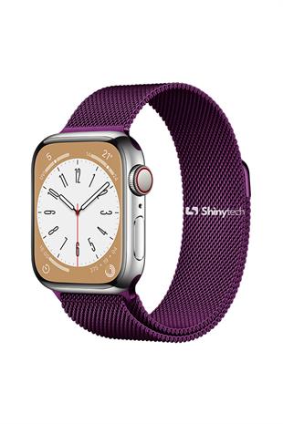 Apple Watch Uyumlu Milano Loop Çelik Hasır Kordon Mor