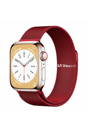 Apple Watch Uyumlu Milano Loop Çelik Hasır Kordon Kırmızı