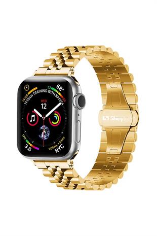 Apple Watch Uyumlu Modern Jubile Çelik Kordon Gold