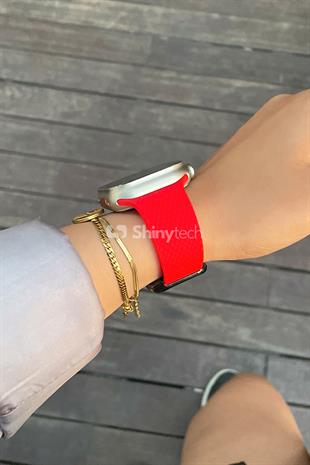 Apple Watch Uyumlu Modern Tokalı Kordon Kırmızı