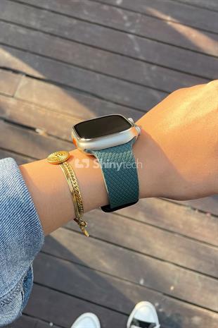 Apple Watch Uyumlu Modern Tokalı Kordon Zeytin Yeşili