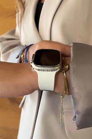 Apple Watch Uyumlu Modern Tokalı Kordon Beyaz