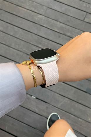 Apple Watch Uyumlu Modern Tokalı Kordon Kum Pembesi