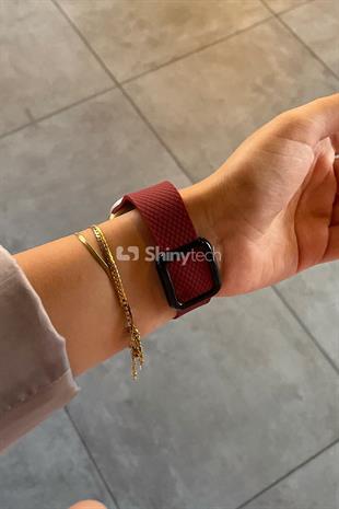 Apple Watch Uyumlu Modern Tokalı Kordon Bordo