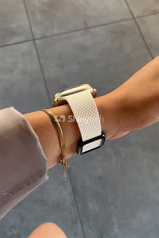 Apple Watch Uyumlu Modern Tokalı Kordon Beyaz