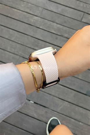 Apple Watch Uyumlu Modern Tokalı Kordon Kum Pembesi