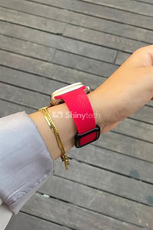 Apple Watch Uyumlu Modern Tokalı Kordon Kızıl Kırmızı