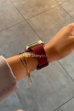 Apple Watch Uyumlu Modern Tokalı Kordon Bordo
