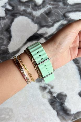 Apple Watch Uyumlu Ocean Loop Kordon Açık Yeşil