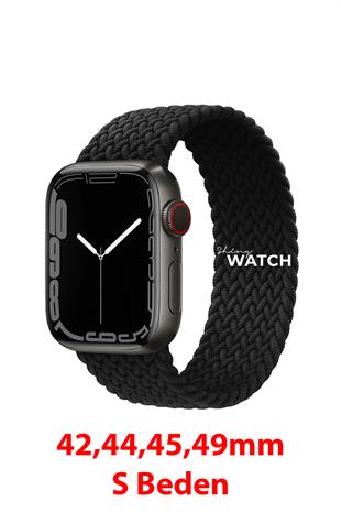 Apple Watch Uyumlu Örgü Loop Kordon Siyah