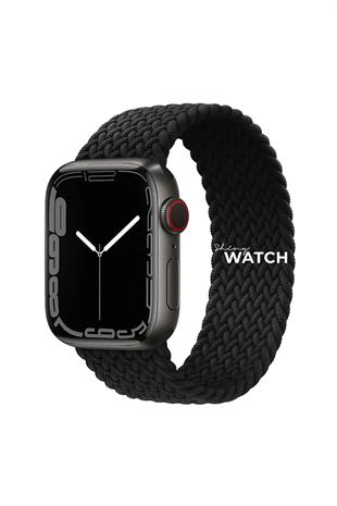 Apple Watch Uyumlu Örgü Loop Kordon Siyah