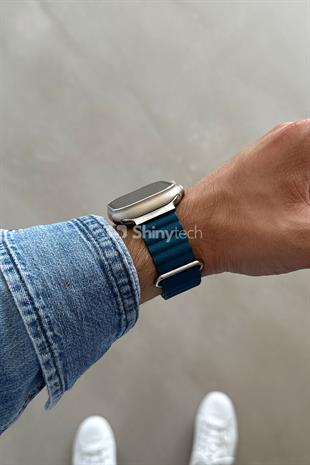 Apple Watch Uyumlu Premium Deri Loop Camgöbeği Mavisi