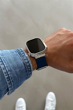 Apple Watch Uyumlu Premium Deri Loop Camgöbeği Mavisi