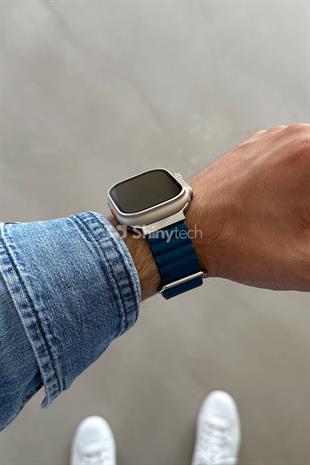 Apple Watch Uyumlu Premium Deri Loop Camgöbeği Mavisi
