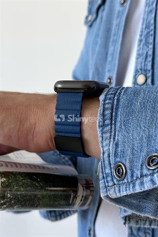 Apple Watch Uyumlu Premium Deri Loop Gece Mavisi