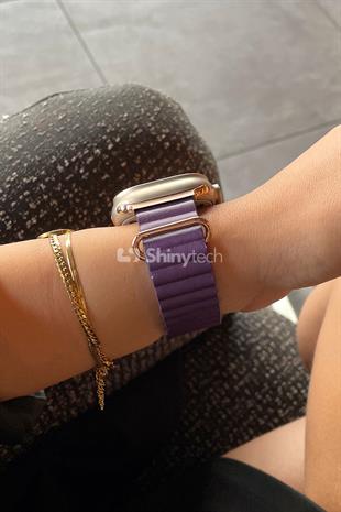 Apple Watch Uyumlu Premium Deri Loop Mor