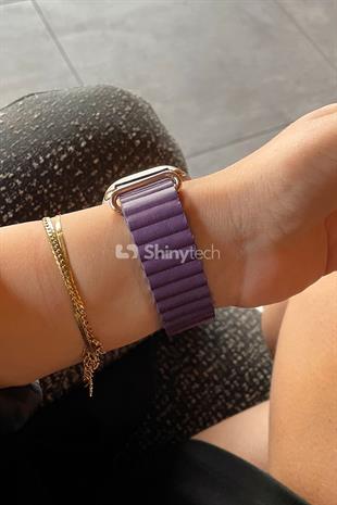Apple Watch Uyumlu Premium Deri Loop Mor