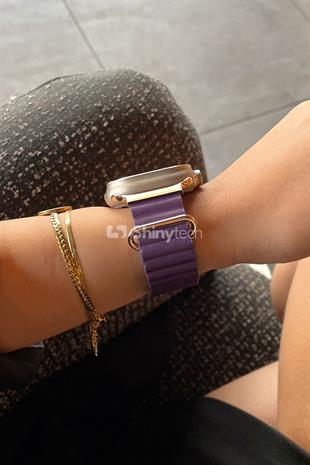 Apple Watch Uyumlu Premium Deri Loop Mor