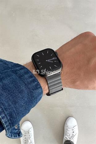 Apple Watch Uyumlu Premium Deri Loop Uzay Grisi