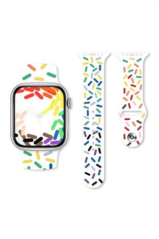 Apple Watch Uyumlu Pride Edition Spor Kordon Beyaz