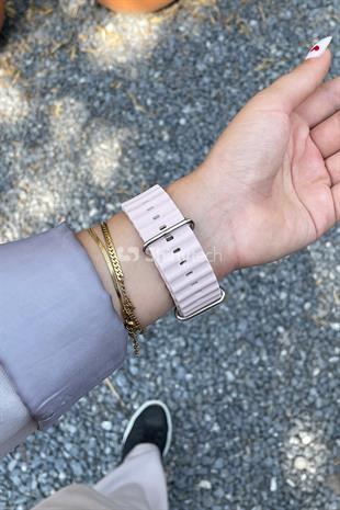 Apple Watch Uyumlu Renkli Ocean Loop Kordon Süt Çayı/Bej