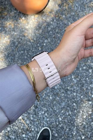 Apple Watch Uyumlu Renkli Ocean Loop Kordon Süt Çayı/Bej