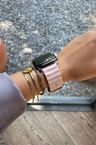 Apple Watch Uyumlu Renkli Ocean Loop Kordon Pembe/Gül Fısıltısı