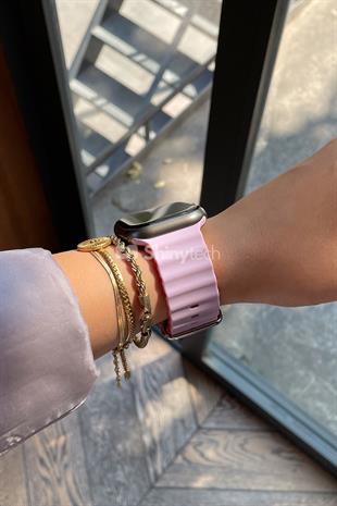 Apple Watch Uyumlu Renkli Ocean Loop Kordon Açık Mor/Turuncu