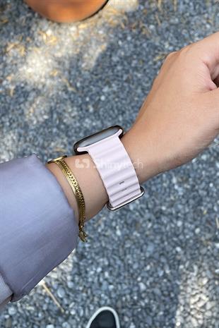 Apple Watch Uyumlu Renkli Ocean Loop Kordon Süt Çayı/Bej
