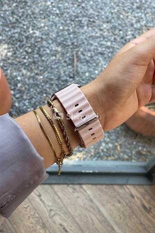 Apple Watch Uyumlu Renkli Ocean Loop Kordon Pembe/Gül Fısıltısı