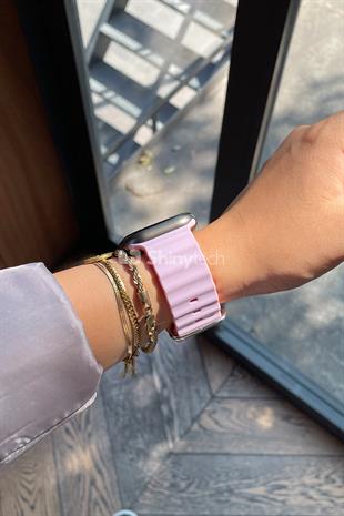 Apple Watch Uyumlu Renkli Ocean Loop Kordon Açık Mor/Turuncu