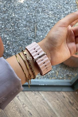 Apple Watch Uyumlu Renkli Ocean Loop Kordon Pembe/Gül Fısıltısı