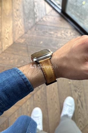 Apple Watch Uyumlu Retro Deri Kordon Taba