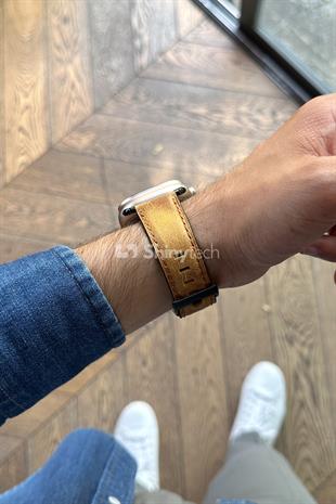 Apple Watch Uyumlu Retro Deri Kordon Taba