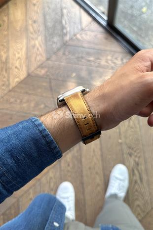 Apple Watch Uyumlu Retro Deri Kordon Taba