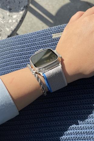 Apple Watch Uyumlu Trail Loop Kordon Mavi/Gri