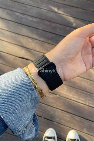 Apple Watch Uyumlu Ultra Manyetik Silikon Kordon Siyah