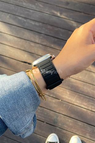 Apple Watch Uyumlu Ultra Manyetik Silikon Kordon Siyah
